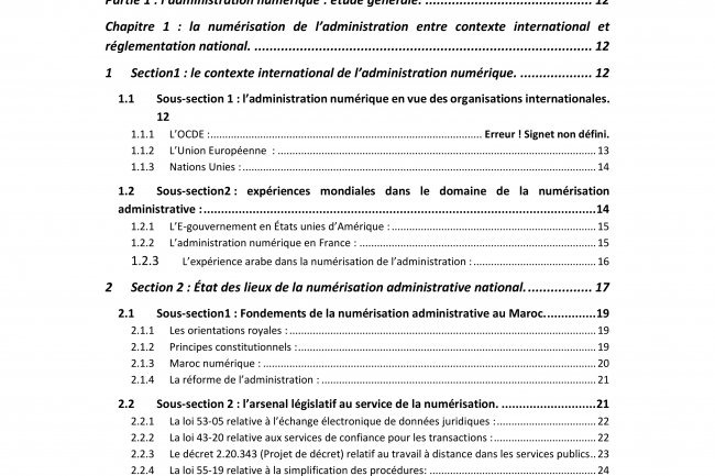 Memoire de master intituler l'administration éléctronique au maroc