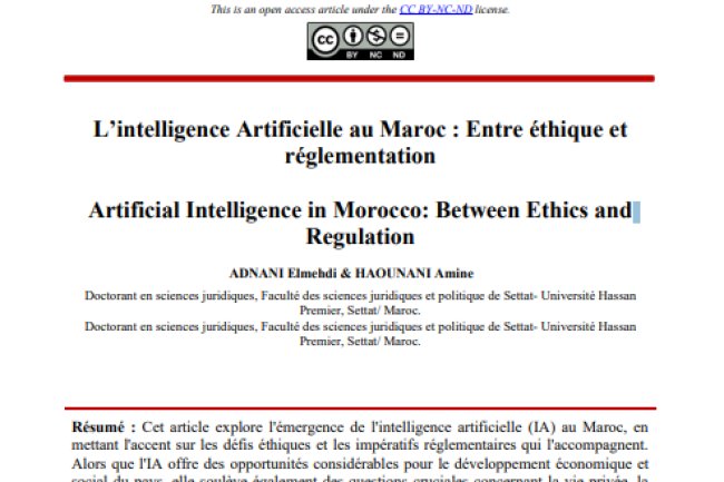 L’intelligence Artificielle au Maroc : Entre éthique et réglementation